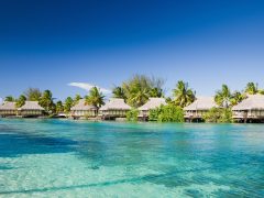 Over-water bungalows in Bora Bora, Tahiti