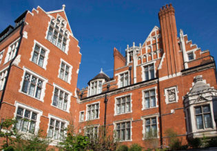 The exterior of the famed restaurant and hotel, Chiltern Firehouse in London.