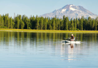 Fly fishing on Crane Prairie in Bend, Oregon.