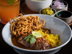 a bowl of Khao Soi in Chiang Mai