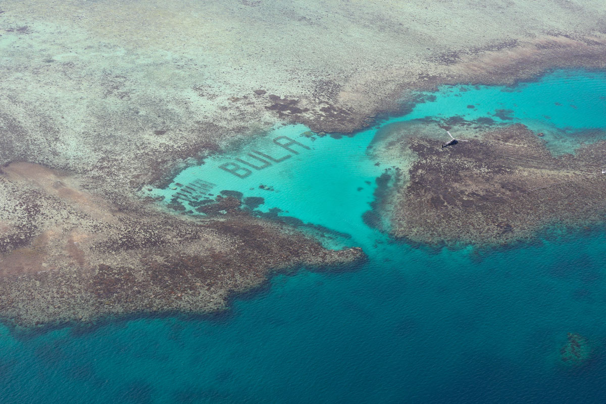 BULA Reef, Fiji from a plane