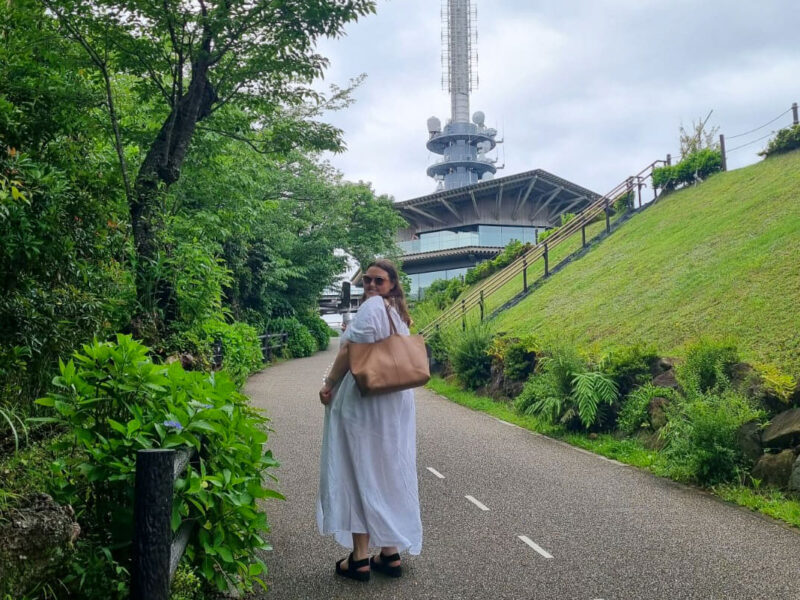 Travel writer Emily Murphy at Nihondaira Yume Terrace in Shimizu, Shizuoka, Japan