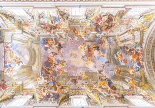 Picturesque painted ceiling of church of St. Ignatius of Loyola at Campus Martius