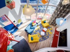 Aerial view of the family room inside the Ultimate Family Townhouse on Icon of the Seaa