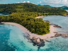 an aerial view of Drawaqa Island, Fiji