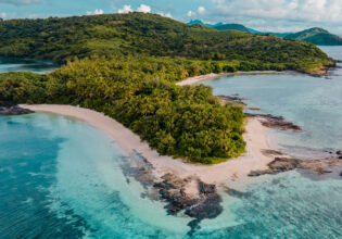 an aerial view of Drawaqa Island, Fiji