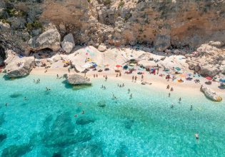 aerial view of the famous Cala Goloritze, Orosei Gulf, East Sardinia, Italy