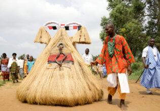 a voodoo mask in the Benin Annual Voodoo Festival