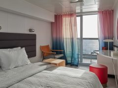 the interior of sea terrace inside the cabin, Virgin Voyages’ Resilient Lady