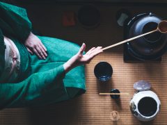 a tea ceremony at Camelia Garden