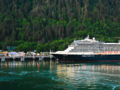 a HAL ship departing Downtown Juneau