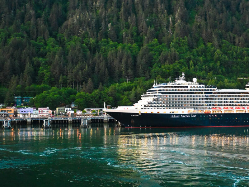a HAL ship departing Downtown Juneau