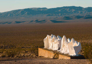Last Supper sculpture art work in the Goldwell Open Air Museum in the ghost town of Rhyolite, Nevada
