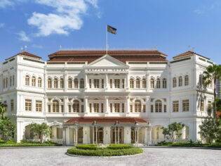 the hotel exterior of Raffles Singapore