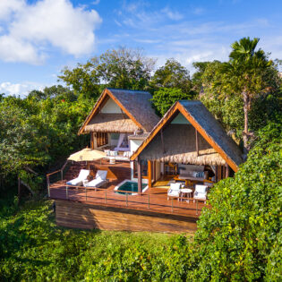 An aerial view of the adults-only island resort, Royal Davui Island Resort.