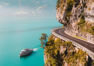 Cruise ship on Lake Thun in Switzerland
