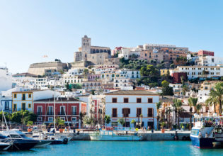 Ibiza Town as seen from the ferry to the island of Formentera.