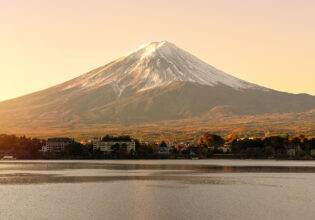 Mount Fuji at Lake Kawaguchi in the morning sunrise