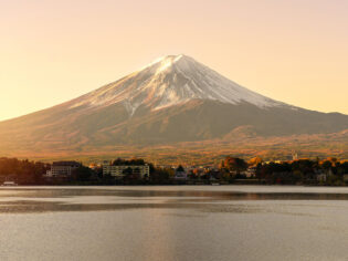 Mount Fuji at Lake Kawaguchi in the morning sunrise