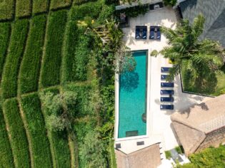 aerial view of PurePods Villa Kubu Dewi Sri