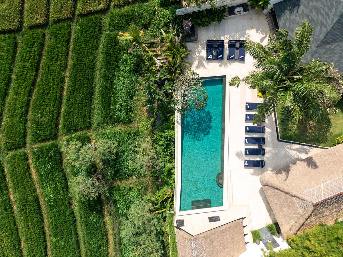 aerial view of PurePods Villa Kubu Dewi Sri