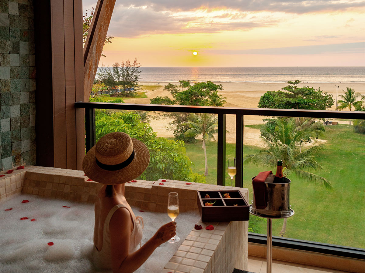 woman in private spa at Shangri-La Rasa Ria Ocean Wing Junior Suite spa