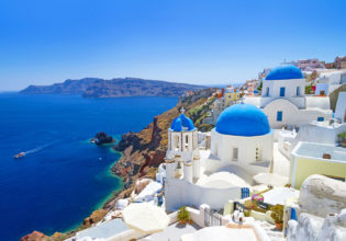 Oia village in Santorini, Greece.