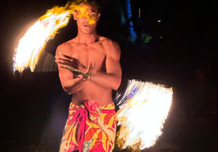Siva Afi (traditional fire dancing) at a fiafia night in Samoa