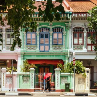 Colorful Peranakan shophouses in Singapore.