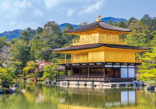 Temple of the Golden Pavilion in Kyoto, Japan.