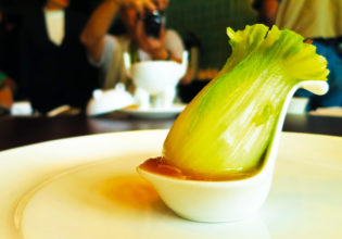 Bok choy cooked in chicken and ham broth at Silks Palace, Taiwan.