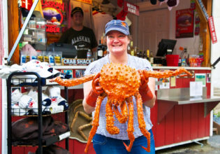 Alaskan king crabs star on the menu at Tracy's King Crab Shack in Juneau, Canada.