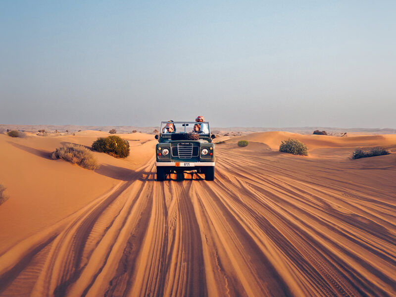 tour group in Vintage Land Rover on hero experiences Platinum Heritage